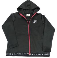 Černá propínací sportovní mikina s logy a kapucí ILLUSIVE