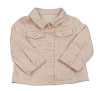 Svetloružová rifľová bunda s vreckami