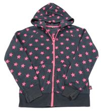 Tmavošedá fleecová propínací mikina s hvězdami a kapucí Benetton