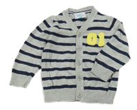 Sivo-tmavomodrý pruhovaný prepínaci sveter s číslemTopomini