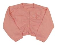 Lososové pletené propínací bolérko s kvietkami Tu