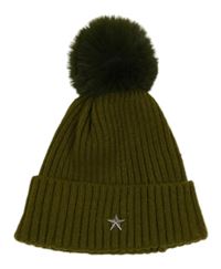 Khaki rebrovaná pletená čapica s brmbolcom