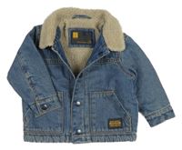 Modrá rifľová zateplená bunda s golierikom Next