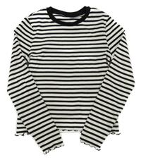 Bielo-čierne pruhované rebrované tričko M&S