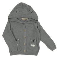 Sivý prepínaci sveter s čumáky a kapucňou Lupilu