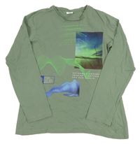 Khaki triko s potiskem S. Oliver