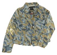 Modro-béžová army crop rifľová bunda