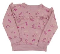 Svetloružová mikina s duhami a volánikom