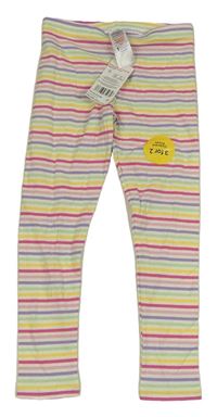 Nové - Bílo-barevné pruhované legíny F&F