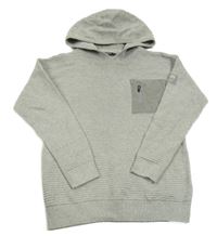 Sivý rebrovaný sveter s vreckom a kapucňou Next