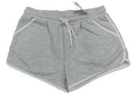 Nové - Šedé teplákové kraťasy s bílým lemem Primark