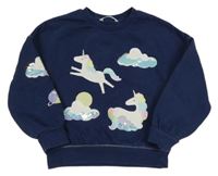 Tmavomodrá mikina s jednorožcami M&S