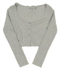 Svetlosivé rebrované crop tričko s knoflčky Page one young