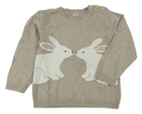 Svetlohnedý melírovaný sveter so zajačikmi H&M