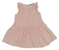 Bielo-ružové vzorované šaty Benetton