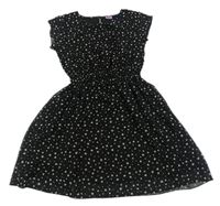Čierne šifónové šaty s hviezdičkami F&F