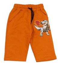 Oranžové teplákové kraťasy s dinosaurem 