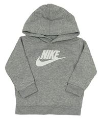 Šedá melírovaná mikina s logem a kapucí Nike