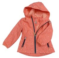 Růžová softshellová parka s písmenky a kapucí C&A