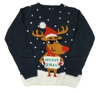 Tmavomodrý sveter so sobom Tex