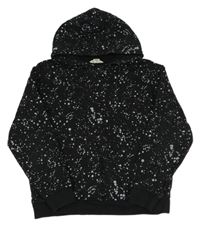 Čierno-biela vzorovaná mikina s klokankou a kapucňou H&M