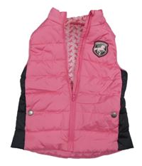 Ružovo-čierna prešívaná funkčná šušťáková zateplená jezdecká vesta Crane