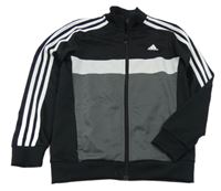 Čierno-sivo-biela športová prepínaci funkčná mikina s pruhmi Adidas
