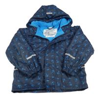 Tmavomodrá nepromokavá jarná bunda s kotvami a kapucňou Impidimpmi