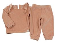 2set - Broskvová plyšová mikina s volánky + kalhoty 