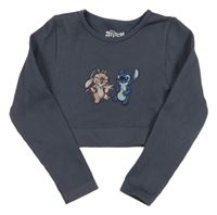 Šedé žebrované crop triko se Stitchem Primark