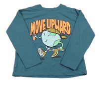 Modrošedé triko s planetou Zara