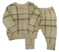 2set - Béžovo-hnědý kostkovaný svetr + kalhoty Next