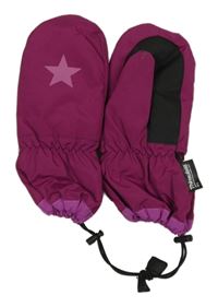Tmavorůžové šusťákové zimní funkční palcové rukavice s hvězdami Alive