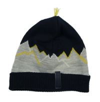 Tmavomodro-šedá pletená podšitá čepice 