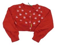 Červené svetrové bolerko s jablíčky Benetton