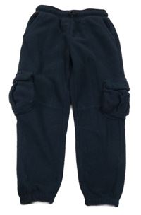 Tmavomodré fleecové cargo kalhoty Matalan