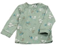 Světlezelené žebrované triko se zvířátky Ergee 