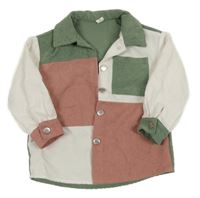 Zeleno-bielo-ružová menšestrová košeľová bunda Shein