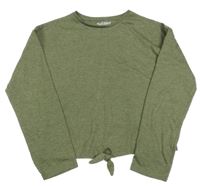 Khaki crop tričko so zavazováním Nutmeg