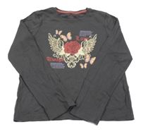 Tmavosivé tričko s potlačou Primark