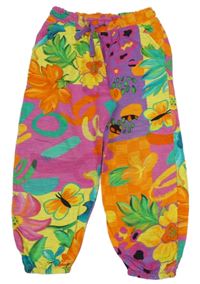 Barevné vzorované turecké tepláky s květy 