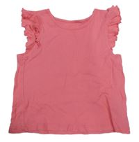 Ružové rebrované tričko s volánikmi Primark