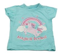 Tyrkysové tričko s jednorožcem 