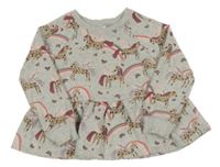 Sivá peplum mikina s koníky a duhami Next