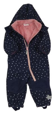 Tmavomodrá hvězdičkovaná softshellová lehce zateplená kombinéza s kapucí 