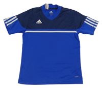 Safírovo-tmavomodré sportovní funkční tričko s pruhy Adidas 