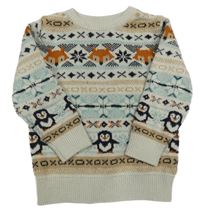 Béžový vzorovaný vlnený sveter H&M