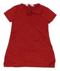 Červené pletené svetrové šaty s mašlou H&M