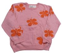 Korálový oversize sveter s motýlikmi H&M
