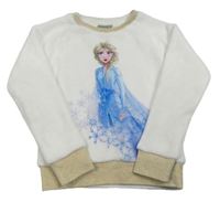 Bielo-zlatá plyšová mikina s Elsou Disney